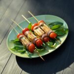 Shashlik with Tomatoes, Cheese and Sausage