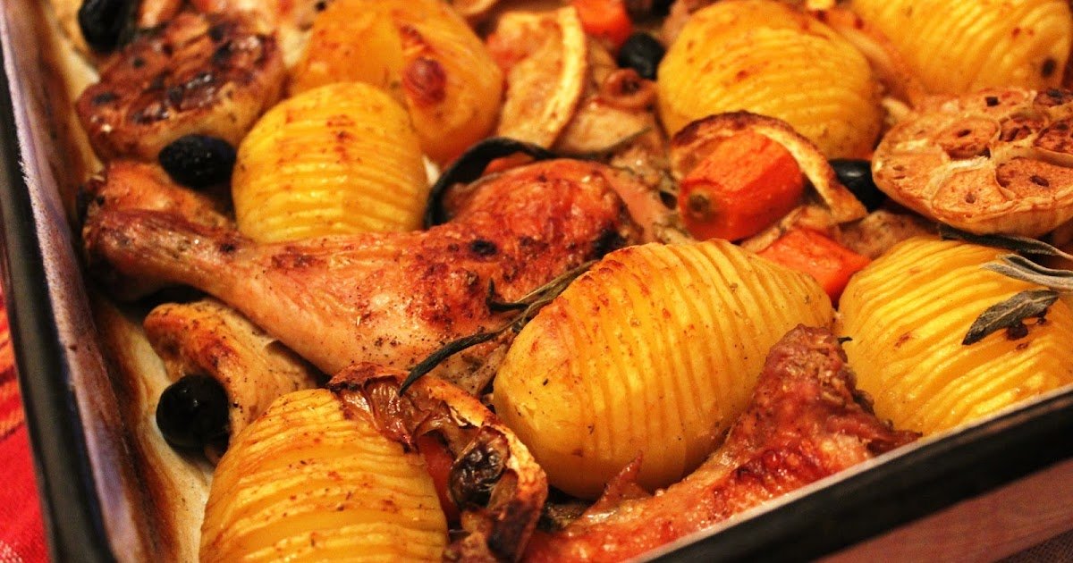 Frango com limão e batatas