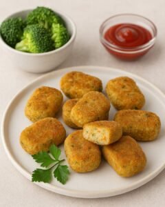 Nuggets caseiro com legumes