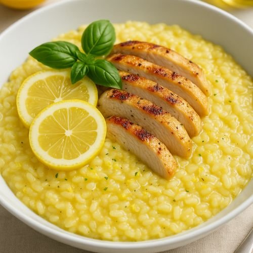 Risoto Cremoso de Limão Siciliano com Frango Grelhado