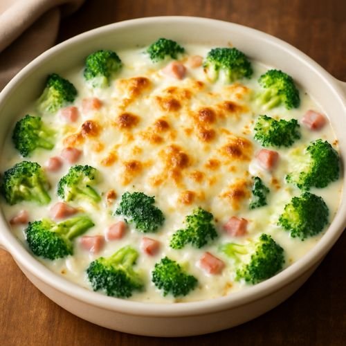 Brócolis Gratinado com Presunto e Queijo